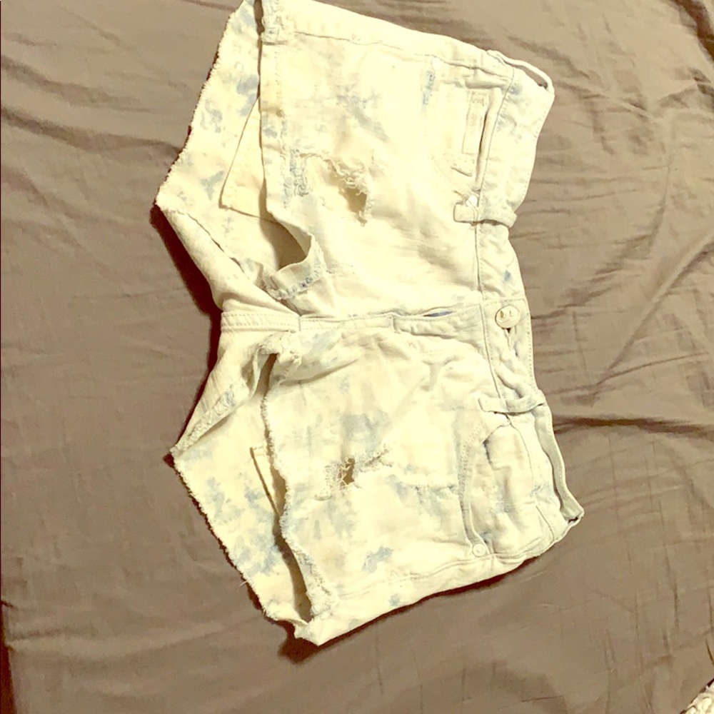 Bleached denim shorts